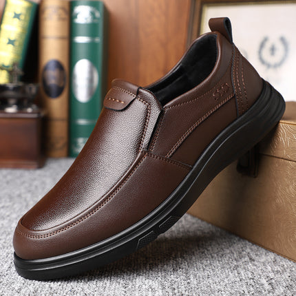 Business Casual Men's Leather Shoes Waterproof Non-slip fleece-lined Thickened Warm Cotton Shoes Fashionable Fashionable Lightweight All-match Leather Shoes