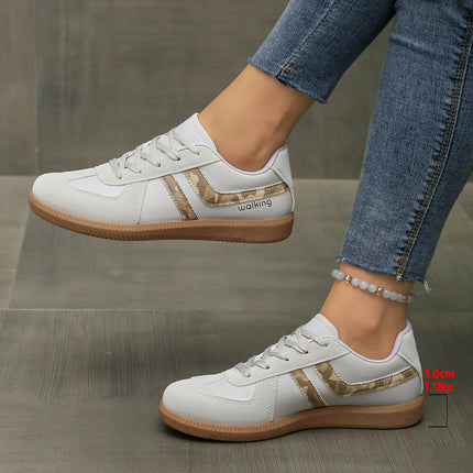Foreign Trade Large Size 2024 Autum New Flats-Soled Casual Outer Wear Non-Slip Moral Training Shoes Lace-Up Lightweight Sports Shoes for Women
