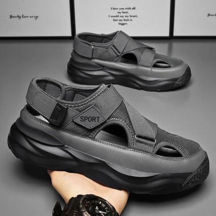 Hollow-Out Perforated Shoes, Summer Outdoor Sandals, New Style, Breathable Driving Shoes, Outdoor Men's Shoes, Closed-Toe Beach Sandals