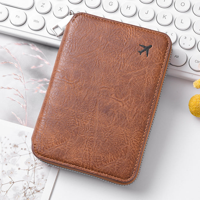 Cross-Border Zipper Document Passport Bag Large Capacity Ticket Storage Card Bag Printable Logo Fashion Travel Passport Holder