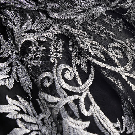 Zhili V-Neck Dress 2026 Summer New High-End Heavy-Duty Silver Thread Embroidery Pear-Shaped Figure A-Line Dress