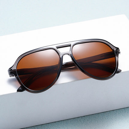 Cross-Border European and American Large-Frame Polarized Sunglasses for Women with Double Bridge, Trendy and Versatile Sunglasses, Casual Men's and Women's Toad Sunglasses