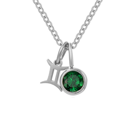 Non-Fading Titanium Steel Zodiac Necklace for Women, Birthstone Rhinestone Pendant, Clavicle Chain, European and American Style Niche Light Luxury Jewelry