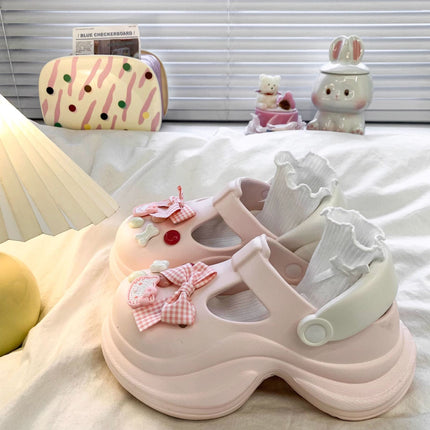 2026 Summer Women's Closed-Toe Sandals with Height Increase for Outdoor, Office, and Home Use, Waterproof, Sweet and Cute Casual Clogs