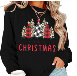Amazon ebay cross-border chris tmas Christmas tree print round neck ladies sweater European size plus size autumn and winter