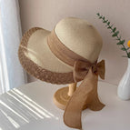 Three-strand braid peach hat-khaki edge / M（56-58cm）