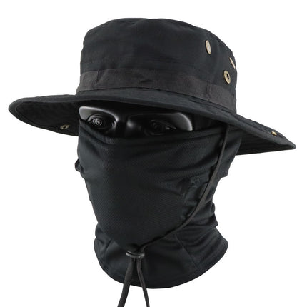Camouflage Tactical Penny Hat suit Multifunctional Outdoor Fishing Hat Fisherman Hat Sunscreen Protective Breathable Round Edge Hat for Men