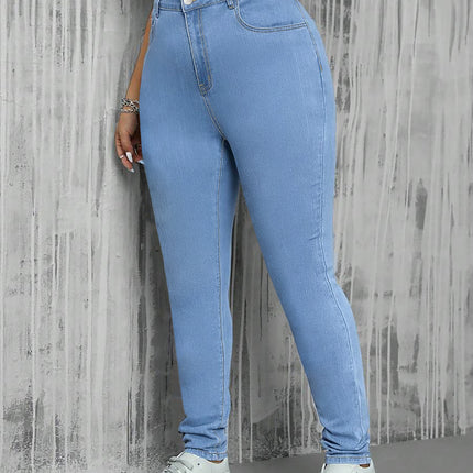 Guangzhou Supply Chain Tiktok Pop In-Stock Women's Jeans High-Stretch Zipper Mid-Waist Skinny Pants