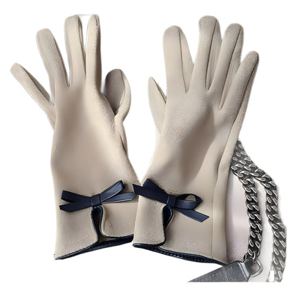 Winter Women's Velvet Thickeneded Plush German Velvet Gloves for Cycling and Driving, Warm and Touch-Screen Cold-Proof German Velvet Gloves