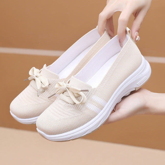 Shoes for Women Spring & Fall New Cloth Shoes Women's Flats Breathable Shallow Mouth Flats Casual Shoes Soft Sole Non-Slip Mother's Walking Shoes