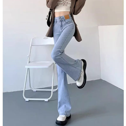 plus size Light Color Flared Jeans Women's Fashionable All-match New High Waist Slim-fit Slim-fit Stretch Micro Horseshoe Trousers