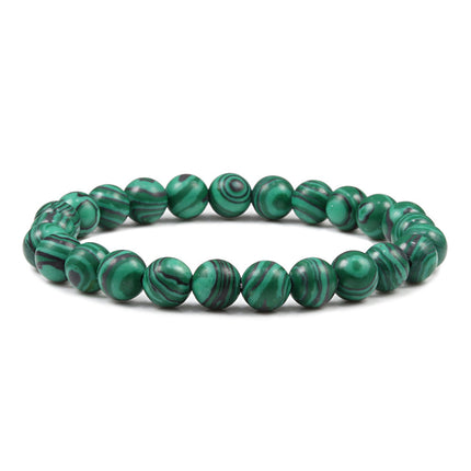 Foreign Trade Hot Selling Fashion Ladies Bracelet 8mm Malachite Beaded Bracelet Jewelry Women's Elastic Bracelet Chain Jewelry