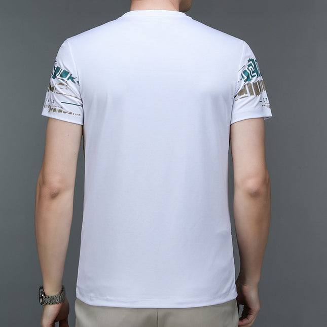 Mingdi Mouse Men's Summer New Korean Printed Men's T-Shirt Fashionable Short-Sleeved Pullover Round Neck T-Shirt Top