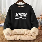 Round neck lambswool sweater-Black-REF / M