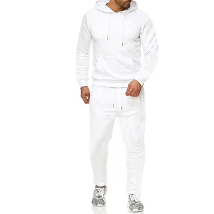 Men's Suit Foreign Trade Cross-Border Sports Sweatshirt Pullover Sweatpants Fleece Fashion Solid Color Men's Hoodie Two-Piece Set