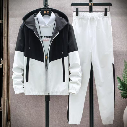 Cross-border wholesale new men's sportswear suit men's autumn casual Korean style leggings hooded two-piece suit