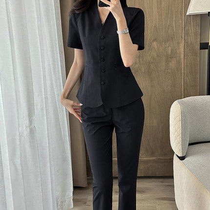 Short-Sleeved Suit Women's Summer Thin Business Attire Jewelry Store Gold Store Sales Workwear Hotel Front Desk Workwear