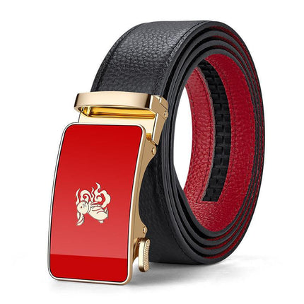King's Paul 2025 New Arrival Belt Men's Red Year of the Snake Men's Belt Automatic Buckle Belt Gift