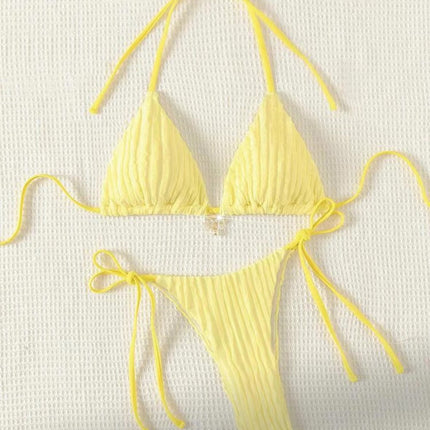 2025 European and American New Sexy Split Swimsuit Swimwear Women's Solid Color Two-piece Bikini Bikini Cross-border Exclusive