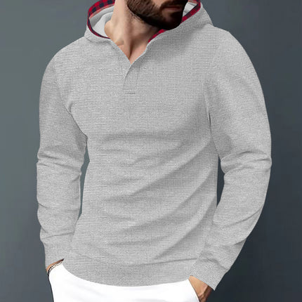 Cross-border Men's Autumn and Winter Leisure Sports Men's Long-sleeved Hooded T-shirt European and American Foreign Trade plus size Waffles Hoodie