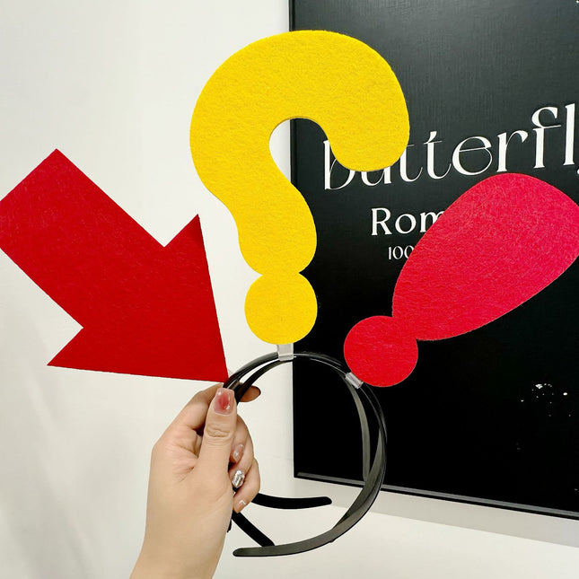 Creative headband arrow question mark symbol headband concert photo artifact fun funny headband conspicuous headband