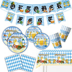 6-piece set - 7inch + 9inch + paper cups + paper towels + tablecloths + flags - 52pcs