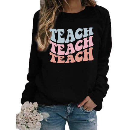 Amazon foreign trade source teach printed round neck jacket sweater European size European and American women's coat long sleeve autumn and winter