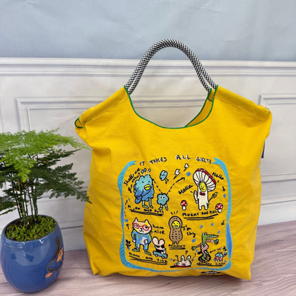 ball chain Japanese high quality eco-friendly shopping bag embroidered hand canvas bag nylon shopping bag