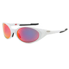 White frame red hair blue revo