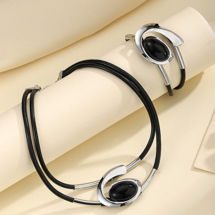 Bohemian Style Necklace Bracelet Set Black Acrylic Snail Set Combination Ladies Necklace Bracelet