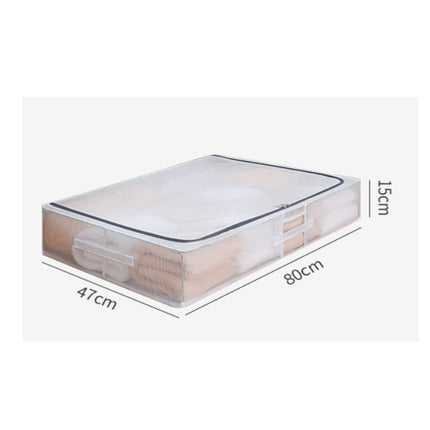 Pvc Bed Storage Box with Thick Steel Frame and Thickeneded Fabric Transparent Storage Box Large Capacity Covered Moisture-Proof Storage Box