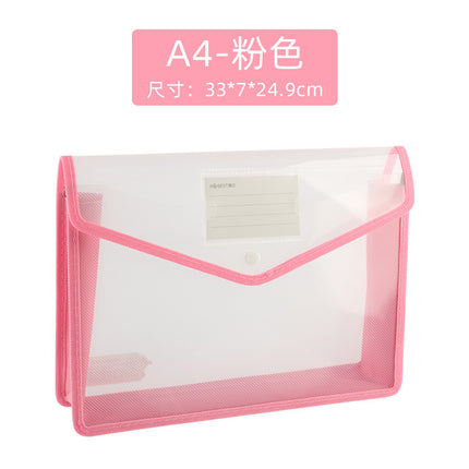 Kangbai Thickened Transparent Organ Bag Large Capacity A4 Horizontal Three-Dimensional Snaps Bag Student Test Paper Storage File Bag