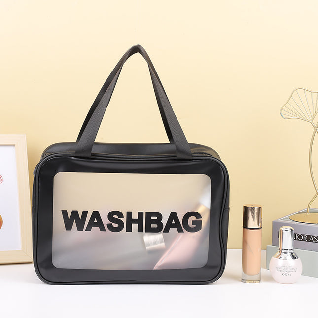 PU cosmetic bag large capacity dry and wet separate wash bag PVC transparent frosted bath bag travel portable storage bag