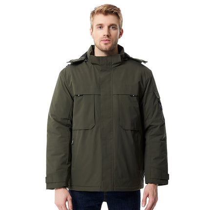 Cross-Border Smart Nine-Zone Heating Jacket, Cotton-Padded Jacket, Hooded Warm Men's Cotton Jacket, Outdoor Carbon Fiber Heated Jacket