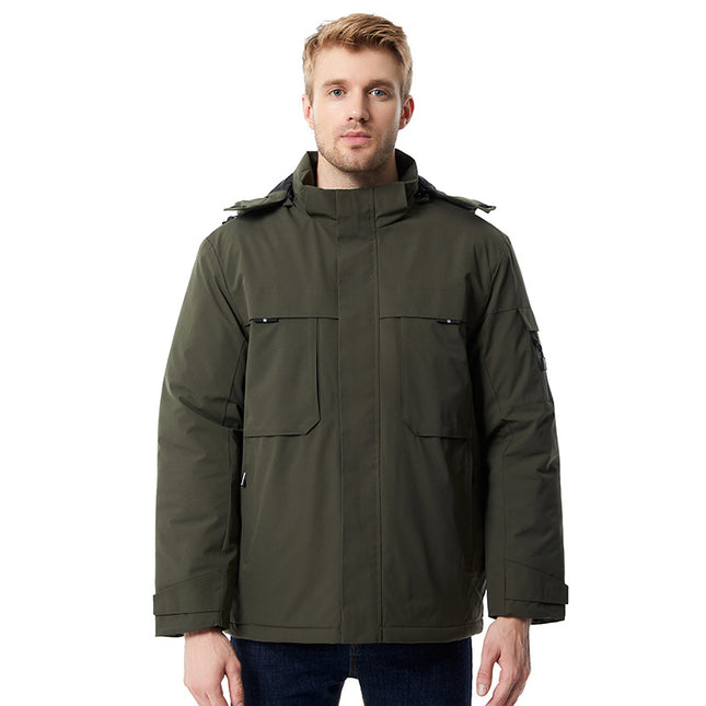 Cross-Border Smart Nine-Zone Heating Jacket, Cotton-Padded Jacket, Hooded Warm Men's Cotton Jacket, Outdoor Carbon Fiber Heated Jacket