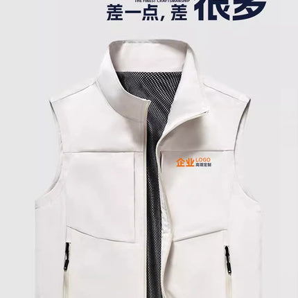High-End Waterproof Vest Custom Work Clothes Printed with Logo Billiard Hall Employees Outdoor Photography Group Activity Work Clothes for Men