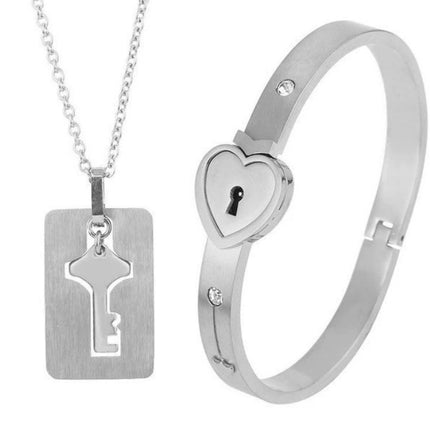 Tanabata Valentine's Day gift titanium steel concentric lock love lock bracelet key unlock couple jewelry factory direct sales