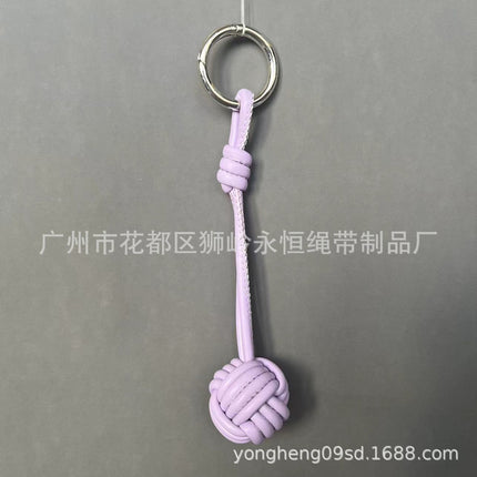 Car Keychain Bag Couple Exquisite Gift Soft Sheepskin Handmade Woven Tennis Ball Monkey Fist Hanging Bag