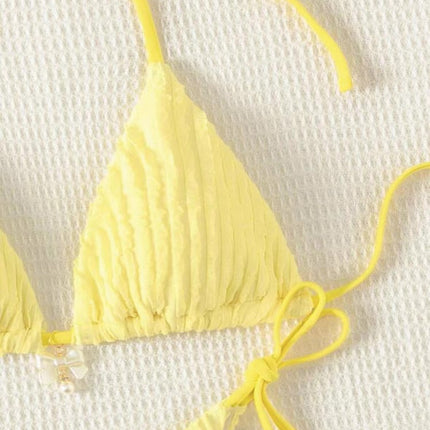 2025 European and American New Sexy Split Swimsuit Swimwear Women's Solid Color Two-piece Bikini Bikini Cross-border Exclusive