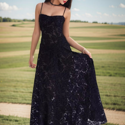European and American Style 2023 Summer New Fashion Sexy Perspective Seaside Vacation Slim-fit Slip Dress Floral dress