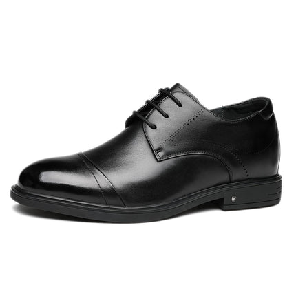 2025 New Model Business Formal Leather Shoes with Hidden Height Increase for Men, Made of Top-Layer Cowhide, Wear-Resistant, Non-Slip Derby Shoes in British Style