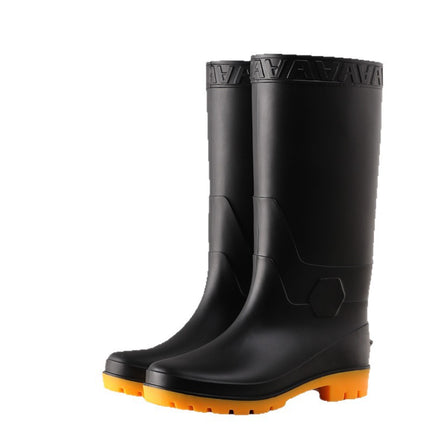 Long Black Rain Boots, Thickeneded Labor Protection Shoes, High Rain Boots, Non-Slip Tire Texture Soles, Frosted Water Shoes, Construction Site Water Boots