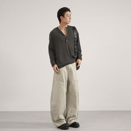 Jiamu American High Street Patchwork Multi-Pocket Baggy Unisex Versatile Scimitar Casual Pants Unisex Wide-Leg Loose