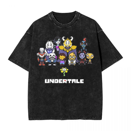 Annoying Dog Game Frisk t Shirts Hip Hop Washed Cotton Overs
