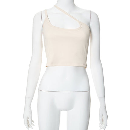 M24Tp096 European and American Clothing 2024 Amazon Summer New Pure Color Camisole Asymmetric Top Wholesale