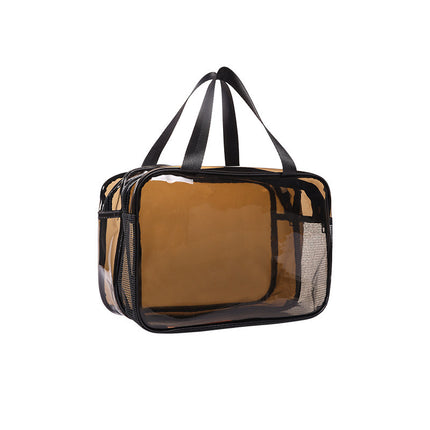 Simple Logo-free Transparent Waterproof PVC Double-layer Dry and Wet Separate Toiletry Bag Travel Portable Cosmetic Storage Bag