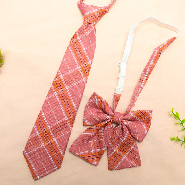 JK Uniform Accessories Non-Tie College Style Plaid Tie Collar Flower suit Flat Corner Bow Tie Feather Root Small Thing with Korean Style