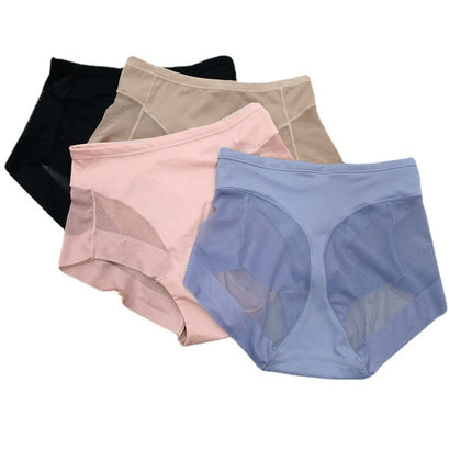 Foreign Trade Thin Mid-Waist Women's Briefs with Waist-Cinching and Hip-Lifting Features, Breathable Mesh and Pure Cotton Crotch, Seamless Body-Shaping and Hip-Lifting Panties for Women
