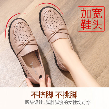 Mom's Shoes, Middle-Aged Sandals, Summer Shoes for Middle-Aged and Elderly People, Non-Tiring, Soft-Soled Women's Leather Shoes, Breathable, Non-Slip Clogs