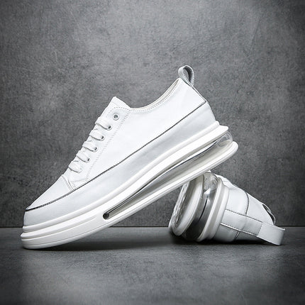 Men's Casual White Shoes, Leather Air-Cushion Sole, European Style Men's Clothing, Live Streaming, Fast Delivery, Wholesale from Wenzhou, Comfortable